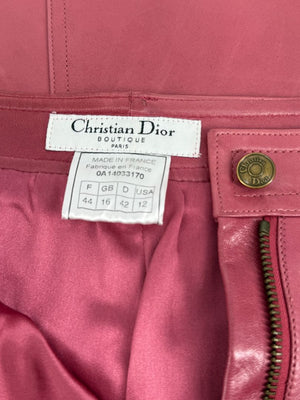 Christian Dior Boutique Rose Leather Skirt – Size 12