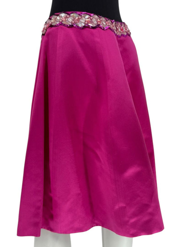 Chanel Embellished Fuchsia Silk Skirt – Fall 2000, Size 42