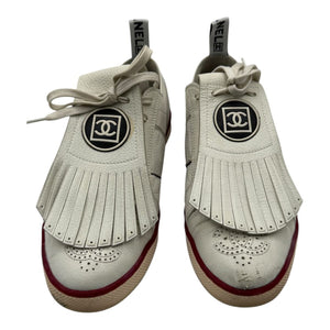 CHANEL Calfskin Fringe Golf/Tennis Sneakers in Ivory – Size 40