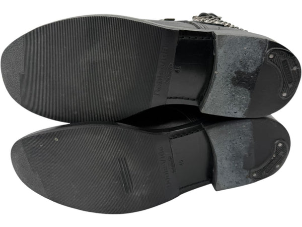 Saint Laurent Studded Leather Ankle Boots with Chains – Size 40