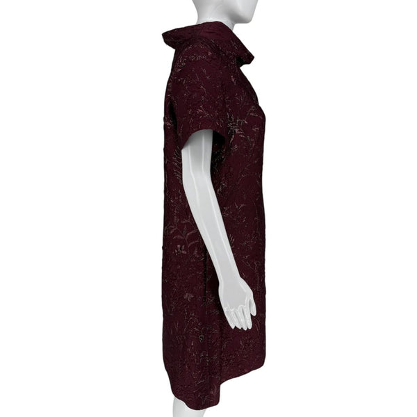 Pamella Roland -Wine Brocade Metallic Floral Dress & Coat Set - Size 8/10