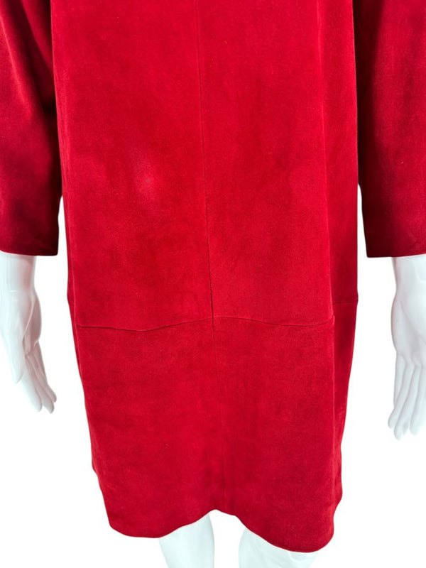 The Row Ruby Red Suede Sheath Dress – Size 8