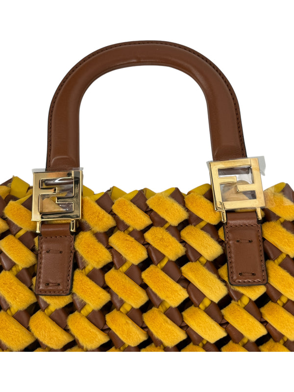 Fendi Spring 2020 Peekaboo Woven Mink & Leather Runway Tote – Brand New with Tags