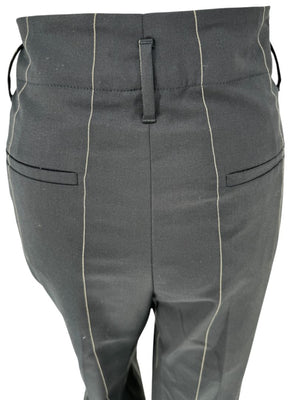 Brunello Cucinelli Navy Pinstripe Wool Pants with Belt - Size 8