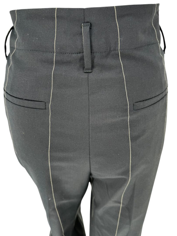 Brunello Cucinelli Navy Pinstripe Wool Pants with Belt - Size 8