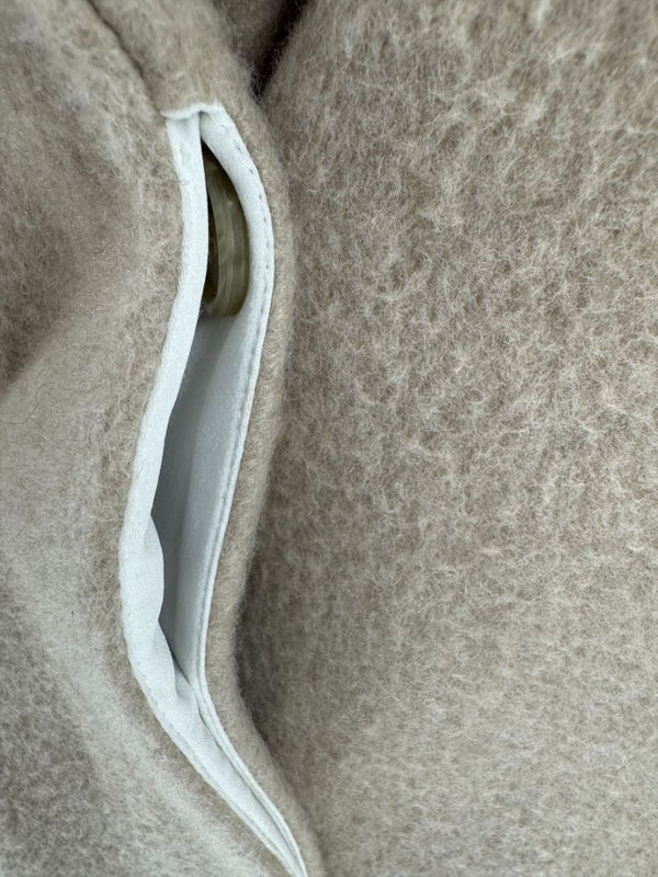 Brunello Cucinelli Ivory Wool-Cashmere Coat with Monili Detail - Size 8