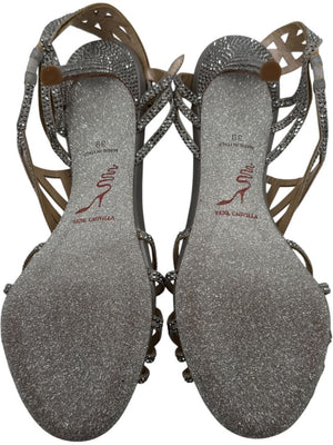 René Caovilla Silver Crystal-Embellished Sandals – Size 39 - BNIB