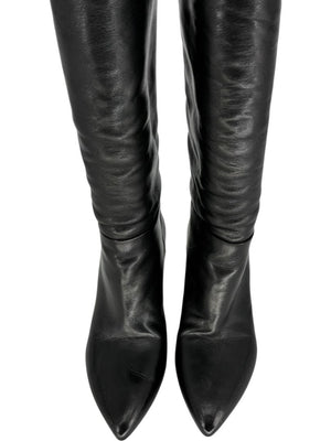 Prada Black Leather Knee-High Boots – Size 39.5