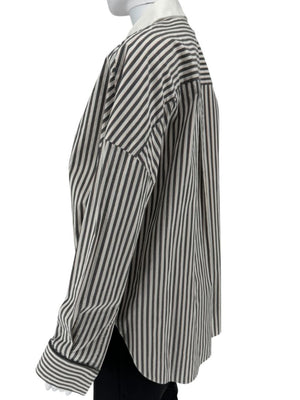 Brunello Cucinelli Striped Shirt with Monili Detail - Size L