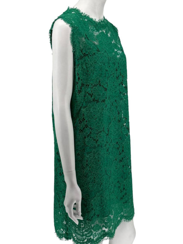 Dolce & Gabbana Green Floral Lace Sleeveless Shift Dress - Size IT 46