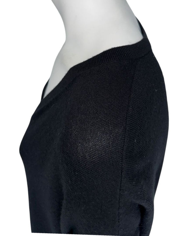 The Row Black Cashmere & Silk V-Neck Tunic Sweater - Size S