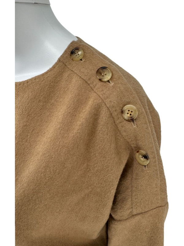 Max Mara Camel Wool Button-Shoulder Tunic Dress – Size US 6