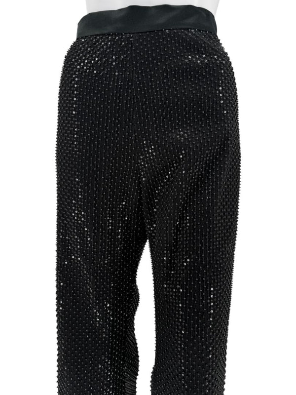 Pamella Roland Black Sequin Beaded Tuxedo Suit – Size 6