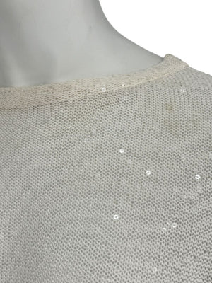 Brunello Cucinelli Ivory Hi-Low Sequin Knit Tunic – Size L