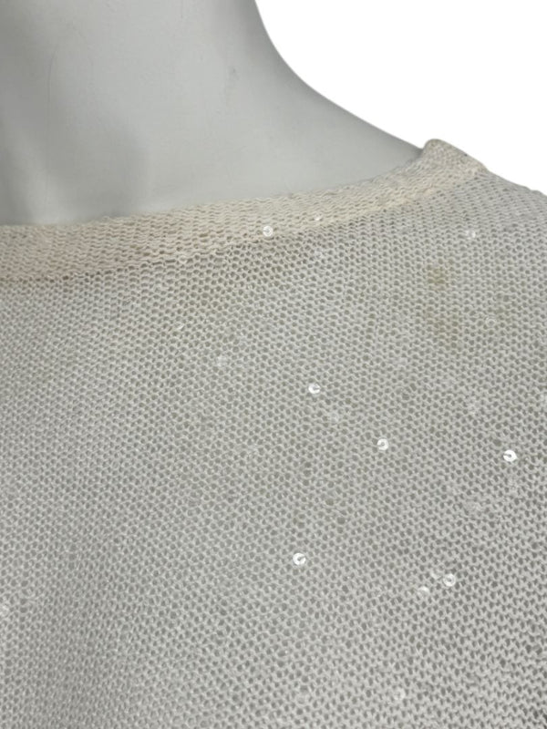 Brunello Cucinelli Ivory Hi-Low Sequin Knit Tunic – Size L