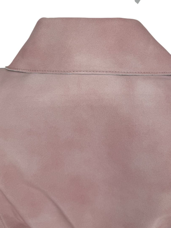 Akris Lamb Nappa Leather Moto Trench in Dusty Rose – Size 8