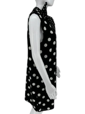 Andrew Gn Black & White Polka Dot Sleeveless Silk Shift Dress - Size 46