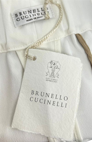 Brunello Cucinelli Ivory Cropped Trousers with Monili Trim – Size US 8 / IT 44