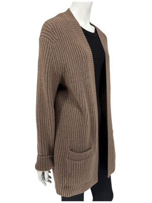 Michael Kors Java Brown Ribbed Cashmere Cardigan w/ Matching Scarf – Size M