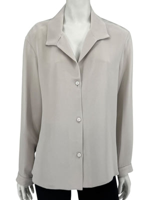 Peter Cohen Gray Silk Convertible Collar Blouse – Size L
