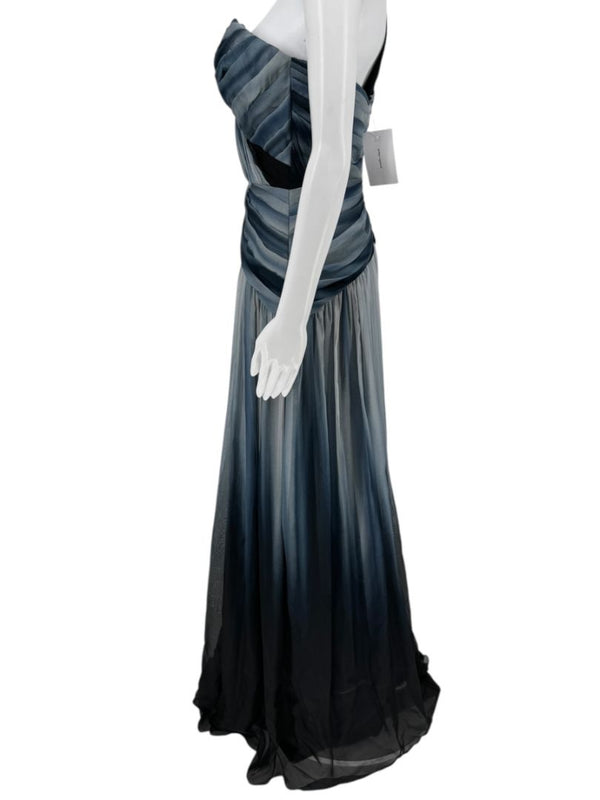 Pamella Roland Sapphire Multi Silk Draped One-Shoulder Gown – Size 6
