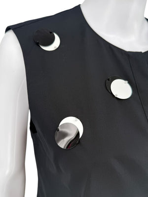 Akris Punto Black Cotton Tunic with Mirror Disc Detail – Size 10