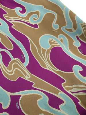 Fendi 2001 Multicolor Satin Psychedelic Print Baguette "Momma" Shoulder Bag