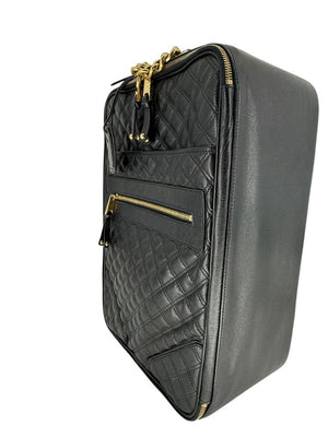 Marc Jacobs Quilted Black Leather Carry-On Suitcase – 20.8" x 14.2" x 8.3"