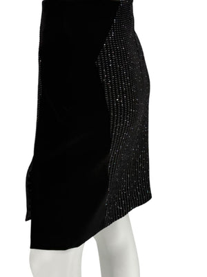 Pamella Roland Black Textured Sequin Skirt - Large
