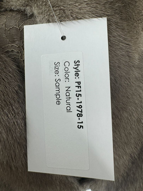 Pamella Roland Taupe Mink Fur & Lace Cape – Sample Size (M/L)