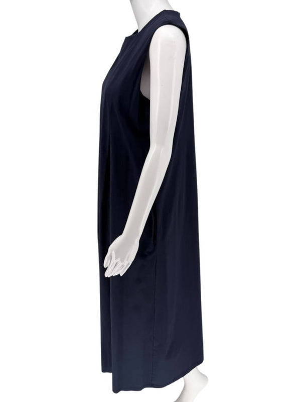 Weekend Max Mara Navy Jersey Pleated Midi Dress – Size L