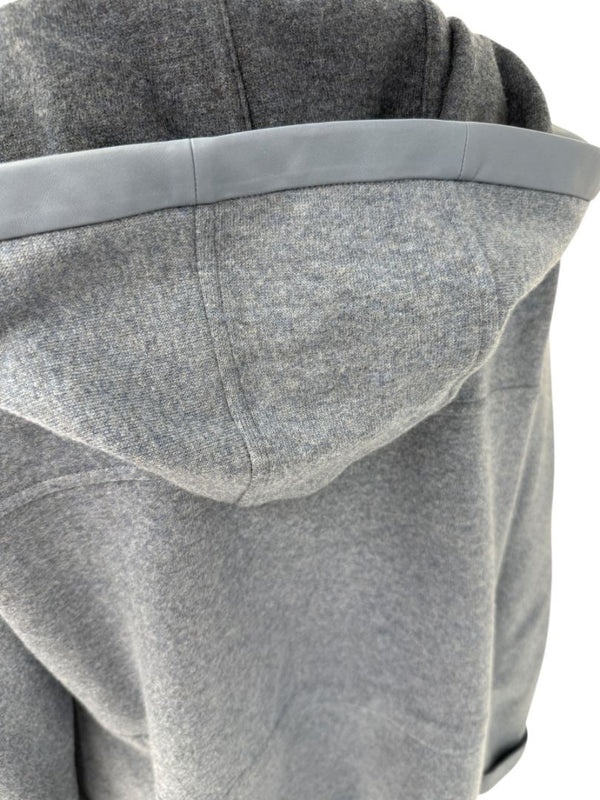 Loro Piana Blue Cashmere Blend Hooded Jacket with Leather Trim – Size M