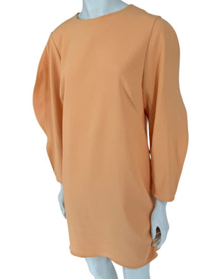 Tibi Apricot Sculpted Sleeve Shift Dress – Size 8