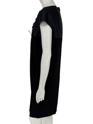 Atelier Caito for Herve Pierre Black Beaded Yoke Draped Dress – Size 12