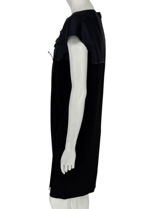 Atelier Caito for Herve Pierre Black Beaded Yoke Draped Dress – Size 12