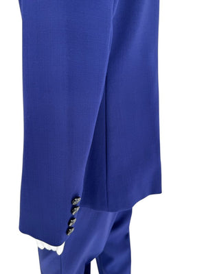Max Mara Blue Virgin Wool Blend Pant Suit – Size US 12