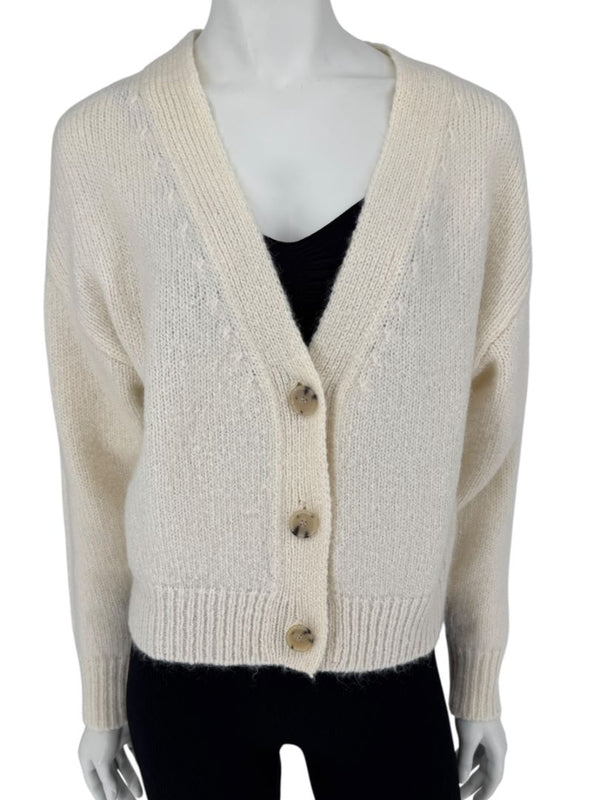 Allude Cream Mohair Blend Button-Front Cardigan – Size M