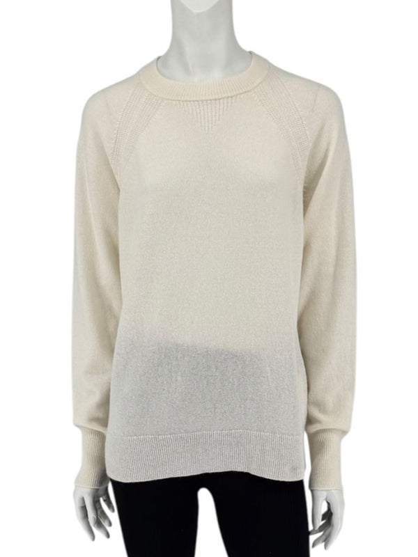 Eleventy Ivory Wool & Cashmere Crewneck Sweater – Size M