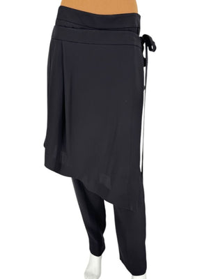 Oscar de la Renta Black Asymmetric Overlay Pants – Size 10- NWT