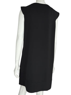 Akris Punto Black Sleeveless Pleated Trim Shift Dress – Size 10