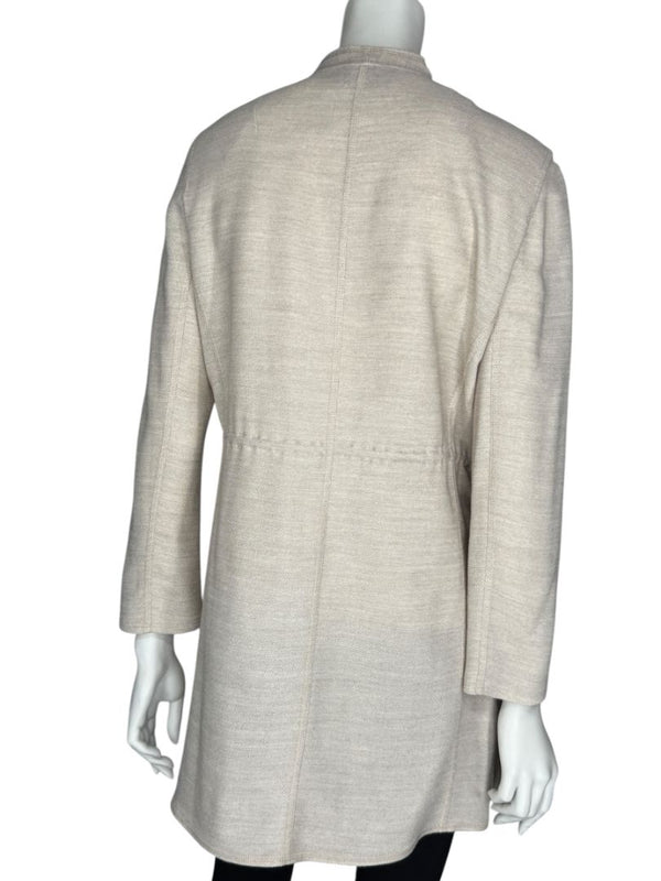 Akris Beige Open-Front Long Jacket – Size US 10