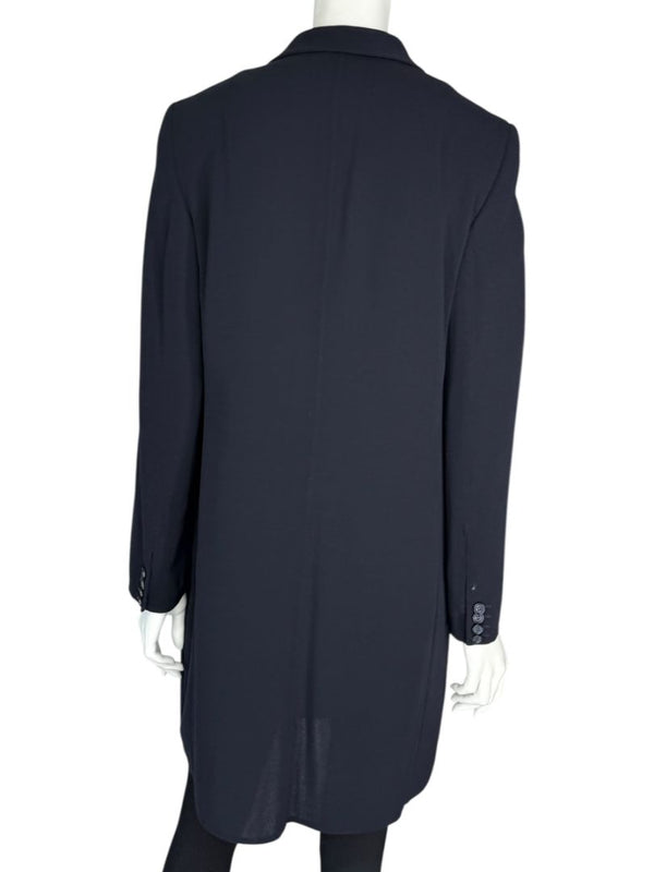 Akris Navy Wool-Blend Double-Breasted Longline Blazer Coat – Size US 8