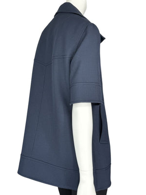 Akris Punto Navy Virgin Wool Short-Sleeve Coat – Size US 8