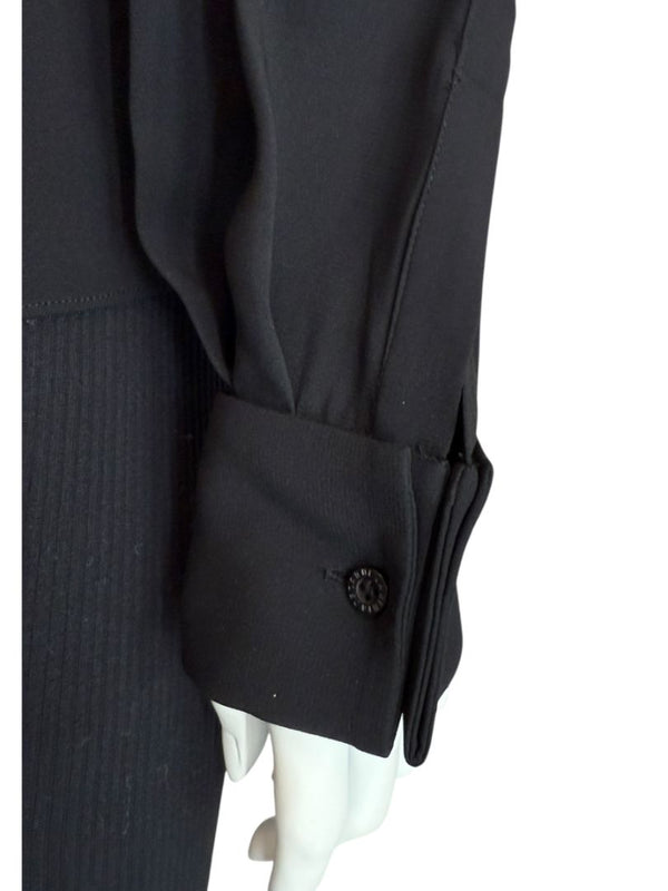 Oscar de la Renta Resort 2019 Black Silk Embroidered Illusion Neck Blouse – Size 8 - NWT