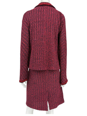 St. John Collection Red & Burgundy Knit Skirt Suit - Size 6