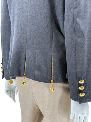 Escada Margaretha Ley Charcoal Wool Blazer – Size 42 (Fits Like a Large)