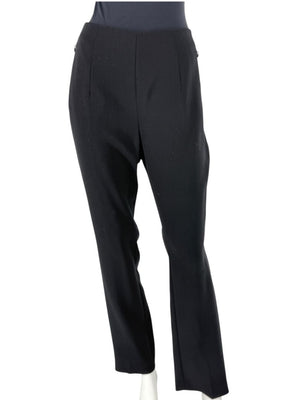 Akris Punto Black Cropped Pants with Velvet Side Stripe – Size US 8