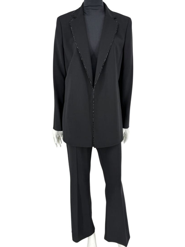 Akris Black Wool Blend Blazer with Sequin Trim - Size US 8