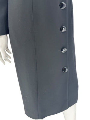 Pamella Roland Black Asymmetric Button-Front Dress - Large