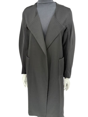 Pamella Roland Black Open-Front Longline Coat – Large